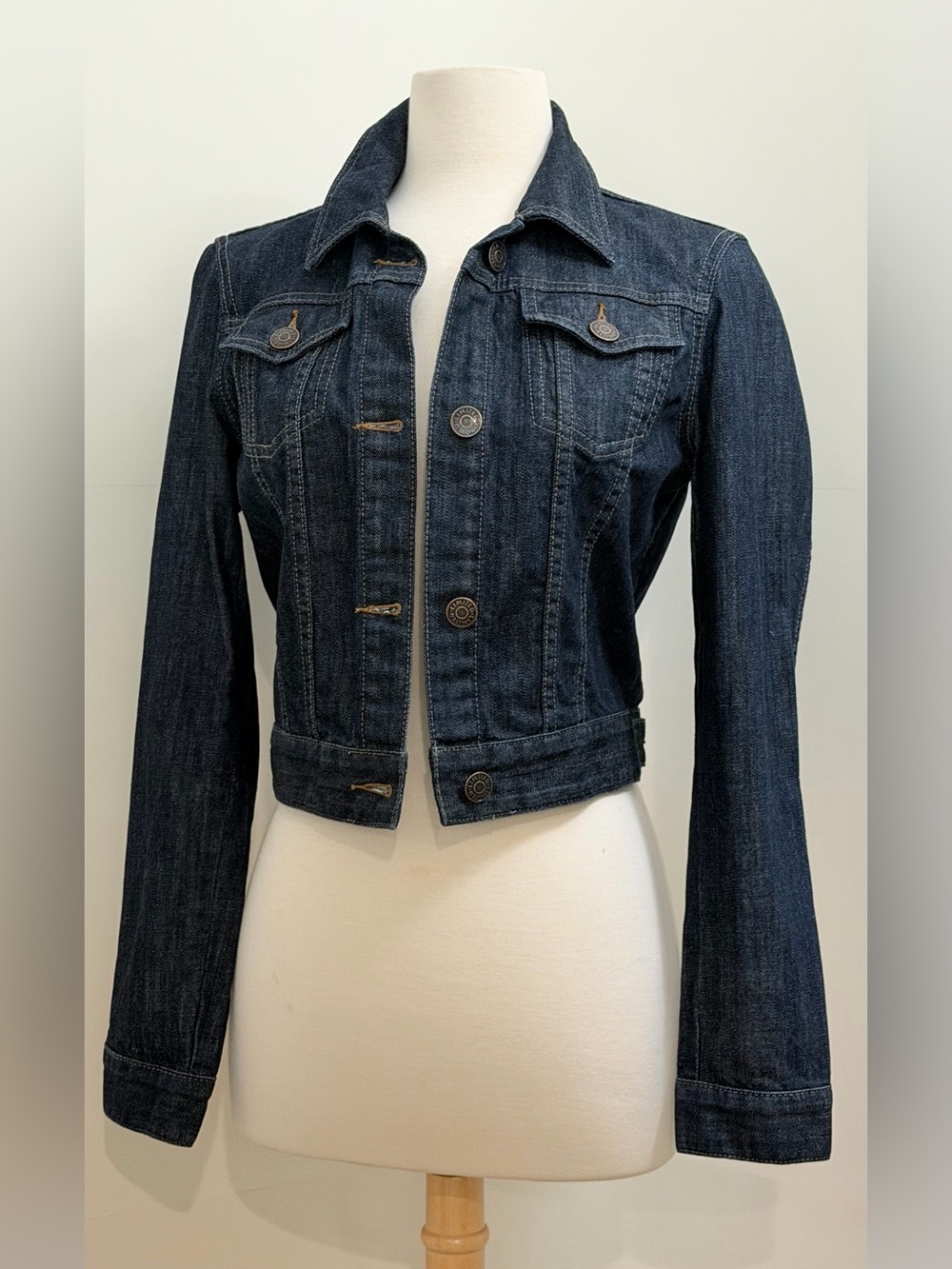 Y2K The Limited Dark Wash Cropped Denim Jean Jacket Size Small